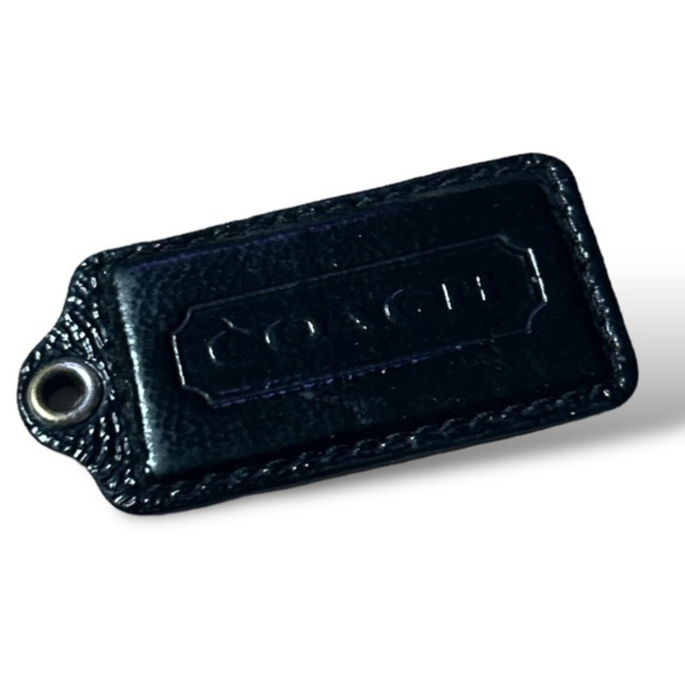 Coach Black Paten leather Embossed Key Chain Charm 2”x1.25”